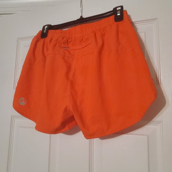 M MOTEEPI Womens Lined Running Shorts with Pockets Orange S - Picture 2 of 5